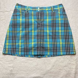 Slazenger Checkered Blue Green White Skorts Size 6